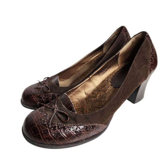 Vintage Y2K MUDD Faux Leather Brown Chunky Block Heel Lizzeth Heels Size 10M - Picture 1 of 15